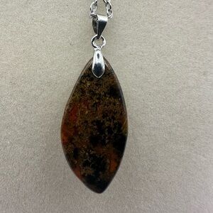 Red Ocean Jasper and Moss Pendant Necklace